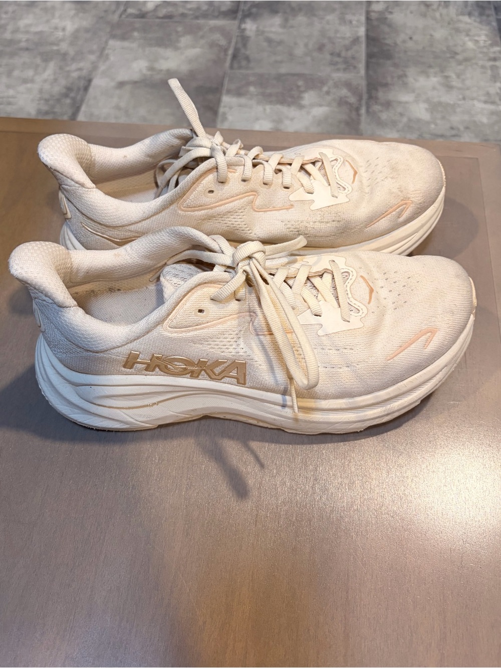 Hoka Women's Cream/Tan Athletic Running Shoes Size W8